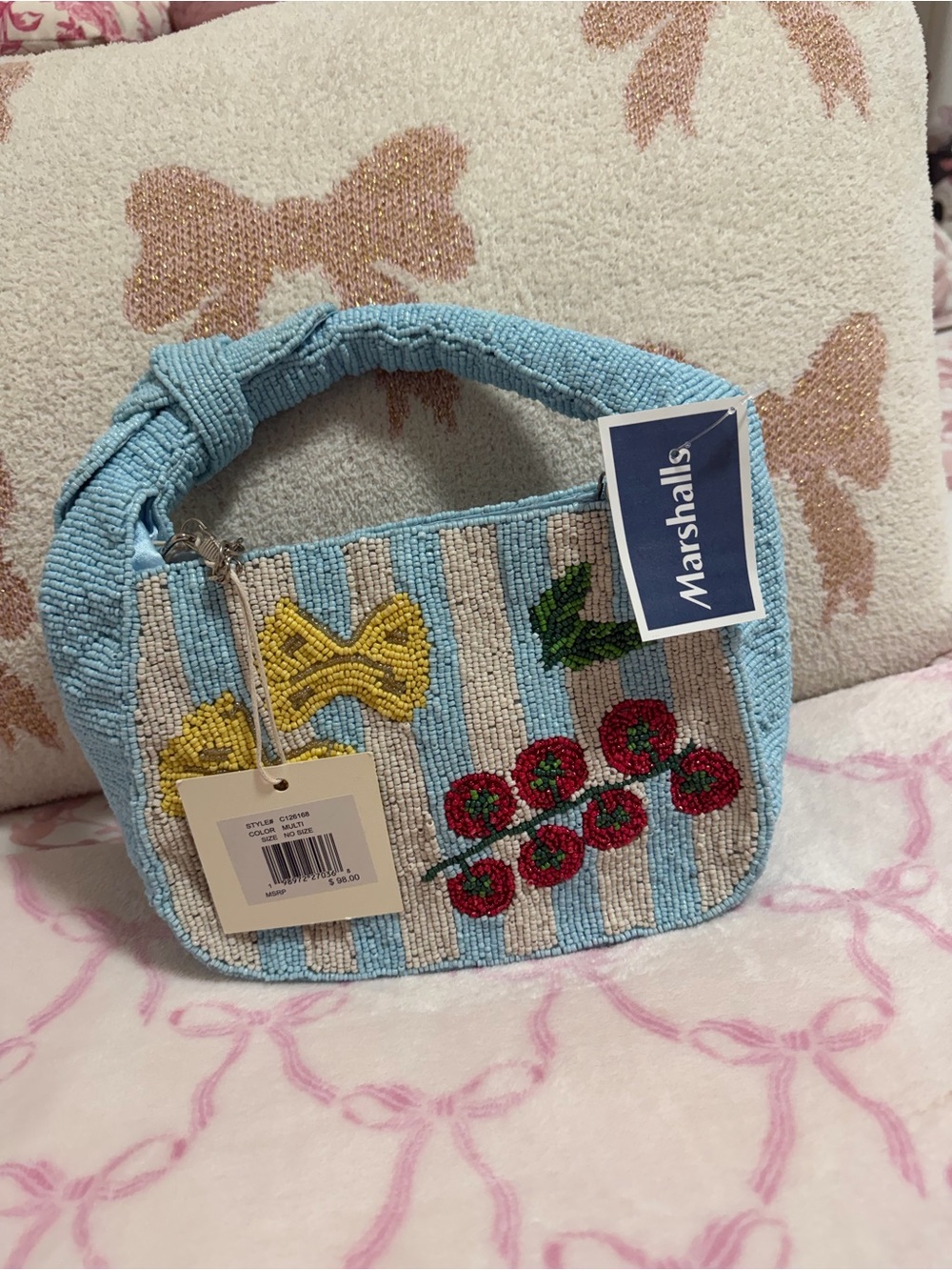 Marshalls Blue Beaded Cherry Crossbody Bag